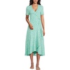 image:imageLands End Womens Cotton Modal Vneck Wrap Midi DressFrosted Green Flower Patch