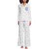 image:imageLands End Womens Cotton Poplin 2 Piece Pajama Set  Long Sleeve Top and PantsWhiteBlue Floral Stripe