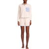 image:imageLands End Womens Cotton Poplin 2 Piece Pajama Set  Long Sleeve Top and Shorts with PipingPinkChampagne Check