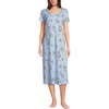 image:imageLands End Womens Cotton Short Sleeve Midcalf NightgownIvoryLight Sea Blue Floral