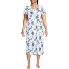 image:imageLands End Womens Cotton Short Sleeve Midcalf NightgownWhiteMuted Cobalt Lace Floral
