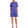 image:imageLands End Womens Elbow Sleeve Eyelet Knee Length Shirt DressCrisp Purple Floral Eyelet
