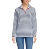 image:imageLands End Womens Fleece Quarter Zip PulloverCrisp WhiteNavy StripeRed