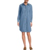 image:imageLands End Womens Linen Long Sleeve Button Front Shirt DressMedium Blue Wash
