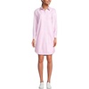 image:imageLands End Womens Linen Long Sleeve Button Front Shirt DressPinkWhite Stripe