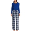 image:imageLands End Womens Pajama Set Knit Long Sleeve TShirt and Flannel PantsDeep Sea NavyIvory Plaid