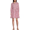image:imageLands End Womens Poplin Button Front Dress with GodetsWhiteCoral Red Painted Posies