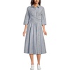 image:imageLands End Womens Poplin Midi Wrap Front DressMidnight Sky Pinstripe