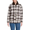 image:imageLands End Womens Sherpa Fleece Reversible Mixed Media Long JacketRich CoffeeBrown Check