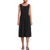 image:imageLands End Womens Sleeveless Poplin Smocked Midi DressBlack