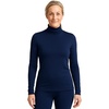image:imageLands End Womens Thermaskin Baselayer Thermal Turtleneck Top  Long Sleeve Lightweight HeatGenerating Thermal ShirtDeep Sea Navy
