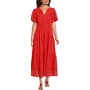 image:imageLands End Womens Tiered Cotton Poplin Eyelet Maxi DressCoral Red Eyelet