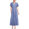 image:imageLands End Womens Tiered Cotton Poplin Eyelet Maxi DressSapphire Gem Stripe Eyelet