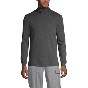 image:imageLands End Mens AmericanGrown Supima Cotton Turtleneck ShirtDark Charcoal Heather