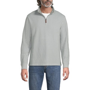 image:imageLands End Mens Bedford Rib Casual Quarter Zip SweaterGranite Mini Gingham