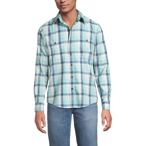 image:imageLands End Mens Coastal FlannelMint SkyBlue Plaid