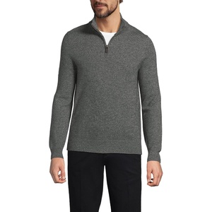 image:imageLands End Mens Fine Gauge Cashmere Quarter ZipCharcoal Heather