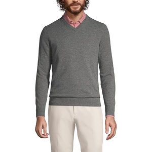 image:imageLands End Mens Fine Gauge Cashmere VNeck SweaterCharcoal Heather