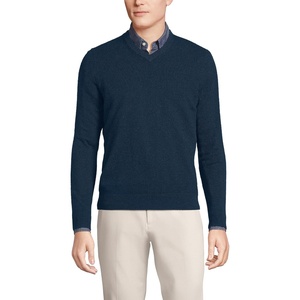 image:imageLands End Mens Fine Gauge Cashmere VNeck SweaterRadiant Navy
