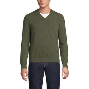 image:imageLands End Mens Fine Gauge Cashmere VNeck SweaterWildwood Moss Heather