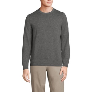 image:imageLands End Mens Fine Gauge Cotton Crew Neck SweaterCharcoal Heather