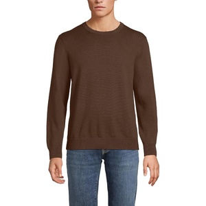 image:imageLands End Mens Fine Gauge Cotton Crew Neck SweaterDark Walnut Brown
