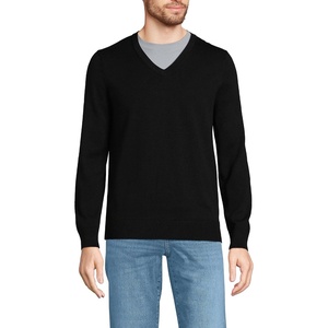 image:imageLands End Mens Fine Gauge Cotton V Neck SweaterBlack
