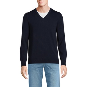 image:imageLands End Mens Fine Gauge Cotton V Neck SweaterRadiant Navy