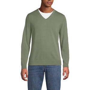 image:imageLands End Mens Fine Gauge Cotton V Neck SweaterSage