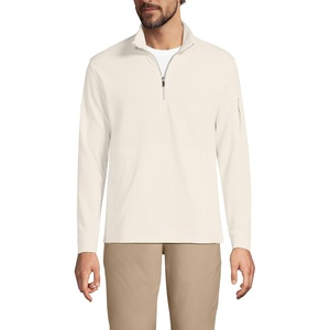 image:imageLands End Mens Long Sleeve Cooling Performance Pique Quarter ZipIvory Latte