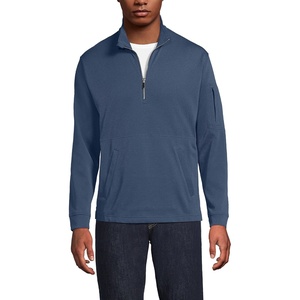 image:imageLands End Mens Long Sleeve Cooling Performance Pique Quarter ZipNightfall Blue