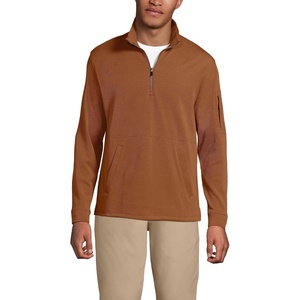 image:imageLands End Mens Long Sleeve Cooling Performance Pique Quarter ZipRich Ginger Brown