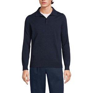 image:imageLands End Mens Long Sleeve Cotton Sweater PoloRadiant Navy