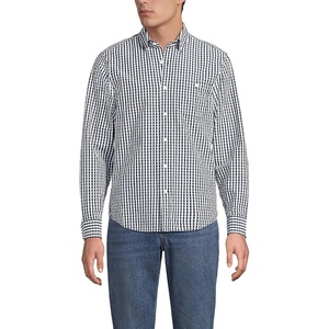 image:imageLands End Mens Long Sleeve Seersucker ShirtRadiant NavyWhite Gingham