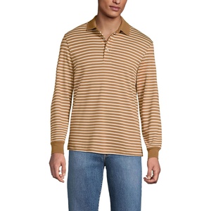 image:imageLands End Mens Long Sleeve Supima PoloCanyon Camel Stripe