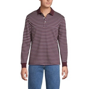 image:imageLands End Mens Long Sleeve Supima PoloLush BurgundyBlue Stripe