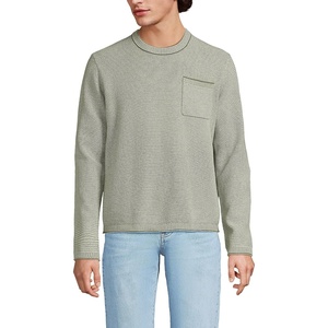 image:imageLands End Mens Long Sleeve Textured Cotton Crewneck SweaterRiver Stone Green Micro Stripe