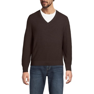 image:imageLands End Mens Merino Wool VNeck SweaterRich Coffee