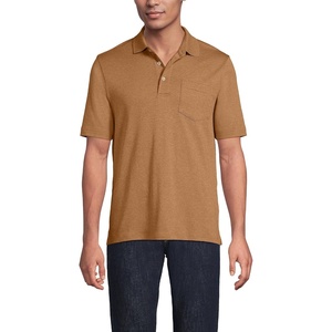 image:imageLands End Mens Premium AmericanGrown Supima Cotton Polo Shirt Short Sleeve Pocket  Big amp TallCanyon Camel Heather