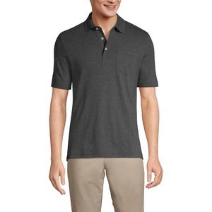 image:imageLands End Mens Premium AmericanGrown Supima Cotton Polo Shirt Short Sleeve Pocket  Big amp TallDark Charcoal Heather