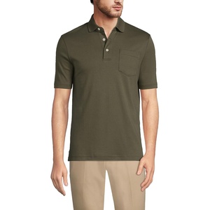 image:imageLands End Mens Premium AmericanGrown Supima Cotton Polo Shirt Short Sleeve Pocket  Big amp TallForest Moss