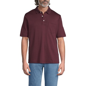 image:imageLands End Mens Premium AmericanGrown Supima Cotton Polo Shirt Short Sleeve Pocket  Big amp TallLush Burgundy