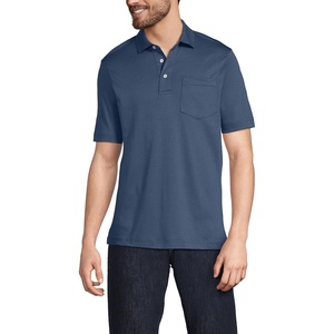 image:imageLands End Mens Premium AmericanGrown Supima Cotton Polo Shirt Short Sleeve Pocket  Big amp TallNightfall Blue