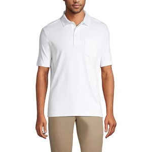 image:imageLands End Mens Premium AmericanGrown Supima Cotton Polo Shirt Short Sleeve Pocket  Big amp TallWhite