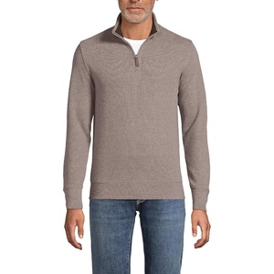 image:imageLands End Mens Quarter Zip Pullover SweaterLight Bark Heather