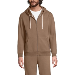 image:imageLands End Mens Serious Sweats Full Zip HoodieDark Jute Brown