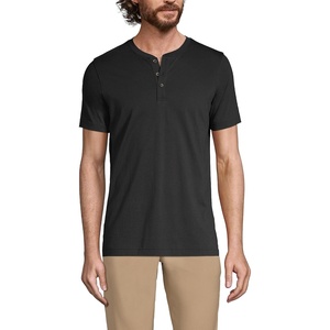 image:imageLands End Mens Short Sleeve AmericanGrown Supima Cotton Jersey HenleyBlack