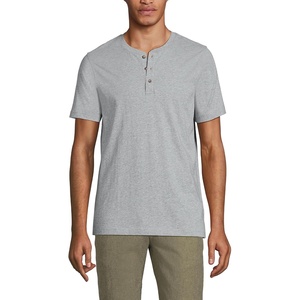 image:imageLands End Mens Short Sleeve AmericanGrown Supima Cotton Jersey HenleyLight Gray Heather