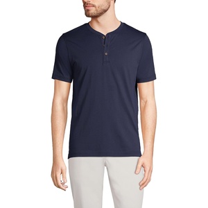 image:imageLands End Mens Short Sleeve AmericanGrown Supima Cotton Jersey HenleyRadiant Navy