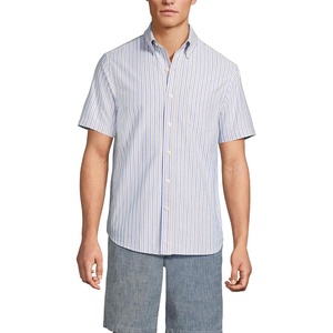 image:imageLands End Mens Short Sleeve Sail Rigger ShirtClear Blue Khaki Stripe